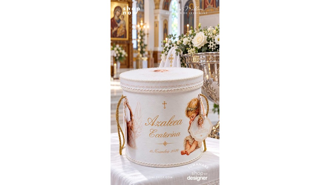 Trusou Botez Fetiță Îngeraș Personalizat cu Aripi Brodate 4